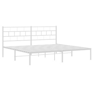 vidaXL Metal Bed Frame without Mattress with Headboard White California King - 1 of 4