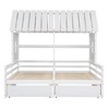 Twin Size House Platform Bed Frame Shared Beds with Two Drawers, Combination of 2 Side by Side Twin Size Beds, White/Gray-ModernLuxe - 4 of 4
