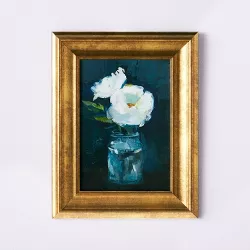 11" x 14" Floral Arrangement Framed Wall Canvas Gold/Navy - Threshold™ designed with Studio McGee