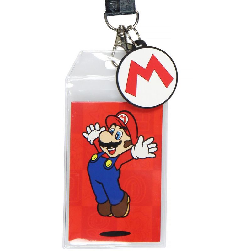 Nintendo Super Mario Lanyard ID Badge Holder Lanyard w/ Rubber Charm Red, 3 of 6