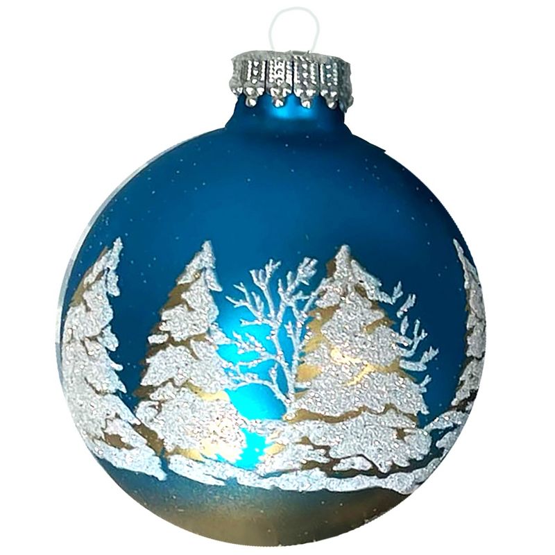 Glass Christmas Tree Ornaments - 67mm/2.625" [4 Pieces] Decorated Balls from Christmas by Krebs Seamless Hanging Holiday Decor, 2 of 5