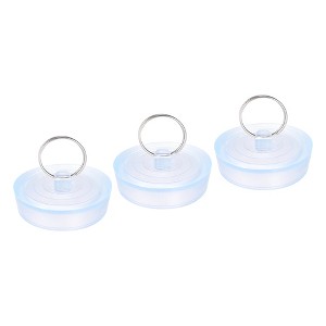 Unique Bargains Rubber Clear Hanging Ring Bathtub Kitchen Drain Stopper 3 Pcs - 1 of 4