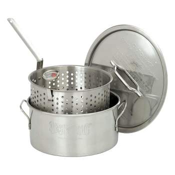 Bayou Classic Durable 10 Qt. Stainless Steel Fry Pot/Perforated Basket (2 Pack)