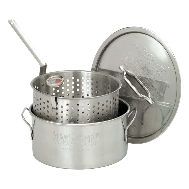 Bayou Classic Durable 10 Qt. Stainless Steel Fry Pot/Perforated Basket (2 Pack), 1 of 7