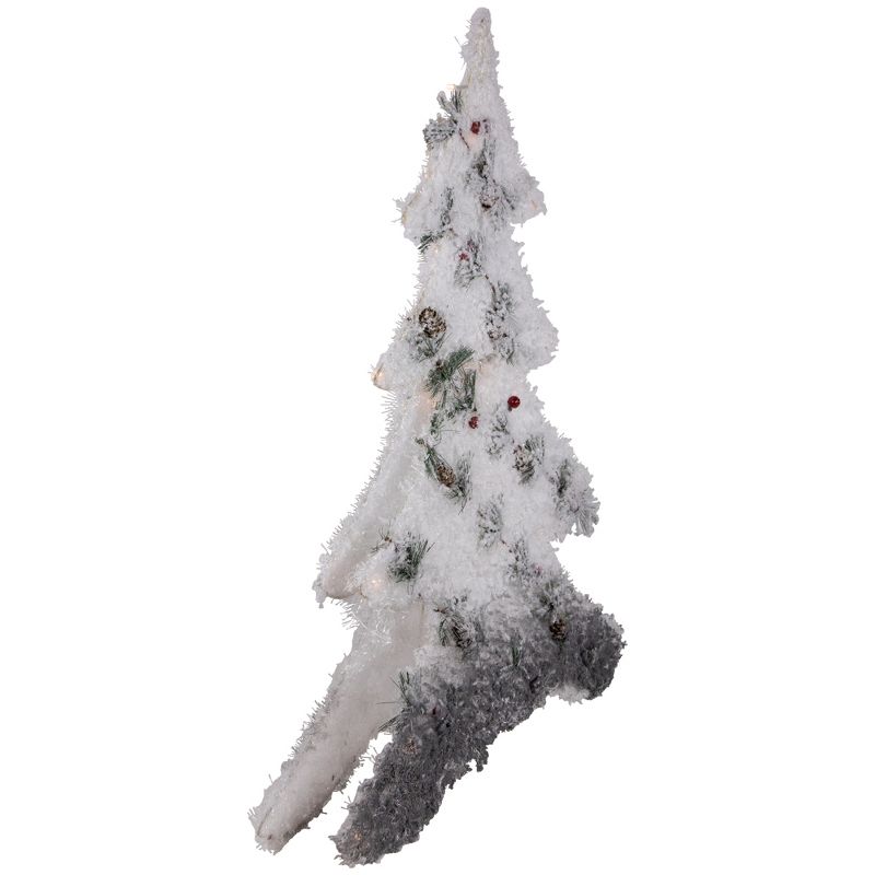Northlight 27.5" LED Lighted White Tinsel and Pine 2-D Christmas Tree Decoration, 5 of 7
