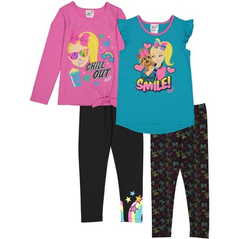 Jojo Siwa Little Girls T-shirt And Leggings 4 Piece Outfit Set  Blue/black/pink : Target