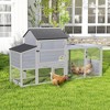 Sevobal Pet Crates and Houses Movable Chicken Coop, 2 Tier Outdoor Bunny Hen Hutch with Tray Wheel, Backyard Garden Cage, Gray, 82.28"*22.83"*44.88" - 2 of 4