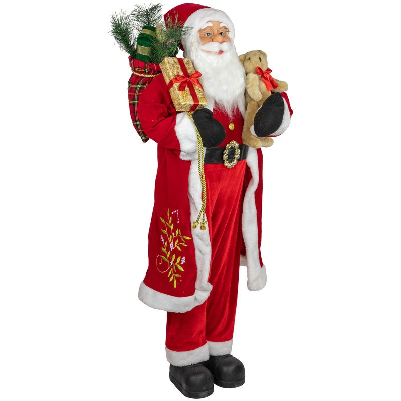 Northlight 48" Santa Claus with Teddy Bear and Gift Sack Standing Christmas Figure, 3 of 6