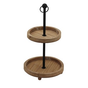 VIP Wood 20 in. Brown 2 Tier Round Stand Tray - 1 of 2