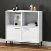 vidaXL Solid Pine Wood Bookcase with Metal Legs - White, Rustic, Durable, Spacious Compartments - 2 of 4