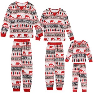 cheibear Christmas Party Long Sleeve Family Matching 2-Pieces Pajama Set - 1 of 4