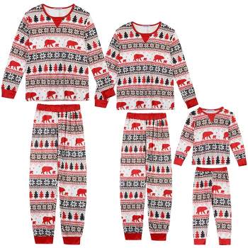 Womens Matching Family Long Sleeve Bear Print Sweater Knit Matching Pajamas