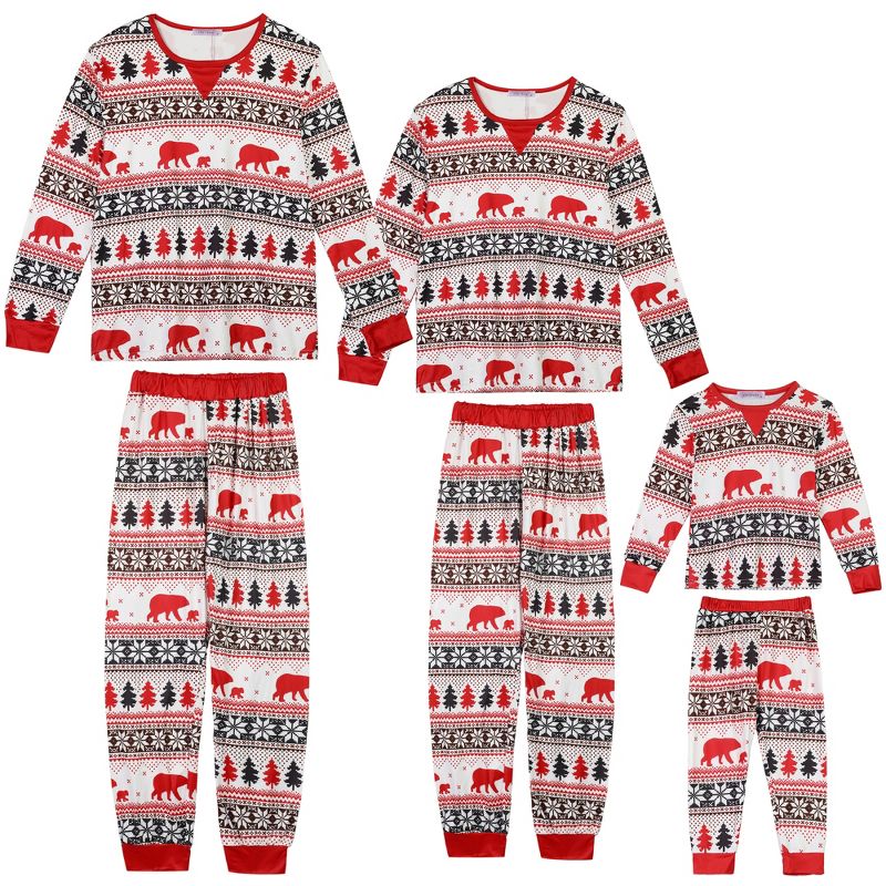 cheibear Christmas Party Long Sleeve Family Matching 2-Pieces Pajama Set, 1 of 5