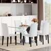 7-Piece Dining Set with Tempered Glass Table and 6 PU Armless Chairs - 3 of 4