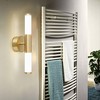 LED 2-Light Palmera Bath and Vanity Pendant Brushed Gold/White - EGLO: ETL Listed, Frosted Glass Cylinder, Wall Sconce - 3 of 4