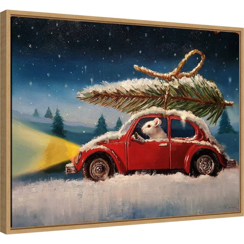24&#34; x 18&#34; Mouse with Christmas Tree Framed Wall Canvas - Amanti Art, 3 of 11