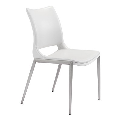 Set of 2 Geary Dining Chairs White/Silver - ZM Home