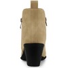 Allegra K Women's Low Chunky Heels Zipper Western Ankle Booties - 3 of 4