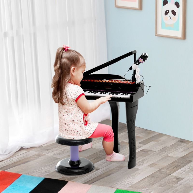 Qaba 37-Key Kids Piano Toy Keyboard Piano Musical Electronic Instrument Grand Piano with Microphone, Biuld-in MP3 Songs and Stool for 3-9 Years, 3 of 9