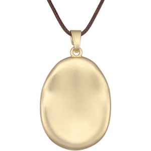 Leather and Wood Necklace Chunky Circle Pendant Boho Jewelry for Women - 1 of 4