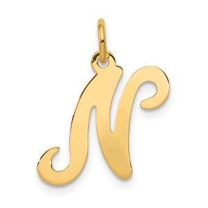 Black Bow Jewelry 14k Yellow Gold, Sophia Collection, Small Script Initial N Pendant - 1 of 4