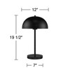 360 Lighting Rhys Modern Mid Century Luxury Accent Table Lamps 19 1/2" High Set of 2 Black Metal Dome Shaped Shade for Bedroom Living Room Bedside - 4 of 4