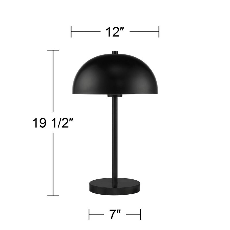 360 Lighting Rhys Modern Mid Century Luxury Accent Table Lamps 19 1/2" High Set of 2 Black Metal Dome Shaped Shade for Bedroom Living Room Bedside, 4 of 10