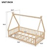 Platform Bed Frame Modern Wood Grain Design with Guardrails for Kids Bedroom 78.2" Width - 3irtyhousy - 4 of 4