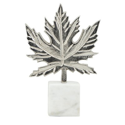 GlasFlength Decorative Objects Elegant Styled Decor Accent Aluminum Leaf Decor Vintage Leaf Table Desk Decor for Room, Silver, 7"*3"*10.5"