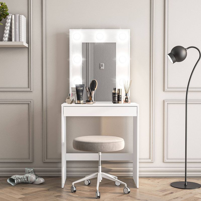 Emma Vanity Table with Lighted Mirror White - Polifurniture, 3 of 11