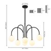 Rennnsan Fermon 30" W 6 -Light Milk Glass Dimmable Contemporary Sputnik Chandelier in Brass & Matte Black - 4 of 4