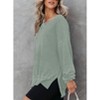 Coolmee Womens Waffle Knit Crewneck Sweatshirts Long Sleeve Side Slits Casual Pullover Sweatshirt Tops - 3 of 4