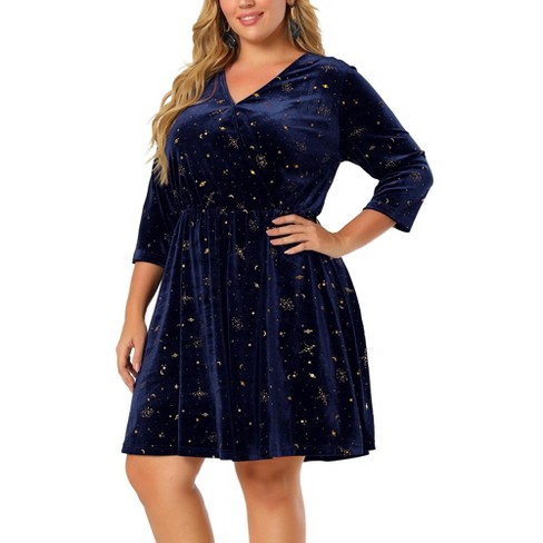 Velvet Plus Size Winter Dresses Party