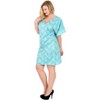 LA LEELA Women's House Daily Routine Evening Wear Vacation Casual Dailywear Holiday Loose House Dress Caftan Mini Loungewear Tunics 2X-3X Blue, Solid - 3 of 4