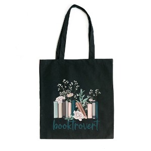 City Creek Prints Booktrovert Floral Canvas Tote Bag - 15x16 - Black - 1 of 2