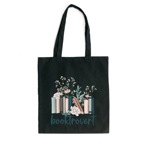 City Creek Prints Booktrovert Floral Canvas Tote Bag - 15x16 - Black - image 1 of 2