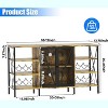 Wine Rack and Glass Holder, Farmhouse Wine Bar Cabinet, Industry Coffee Bar with Led Light, Metal Sideboard and Liquor Table Cabinet with Mesh Door - 2 of 4