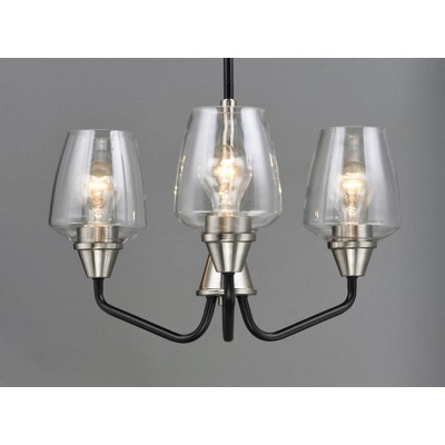 Elegant Mini Goblet 3-Light Chandelier in Black and Satin Nickel