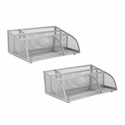 Mind Reader 2pk Mesh Desktop Organizer Silver