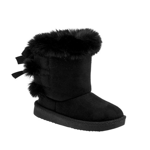 Josmo Girls Classic Simple Faux Fur Cozy Winter Boots - Black, 8 : Target