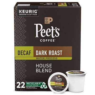 Peet's Decaf House Dark Roast Coffee - Keurig K-Cup Pods - 22ct