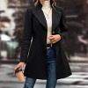 Coolmee Women's Wool Coat Long Sleeve Lapel Collar Elegant Fall Winter  Single Breasted Jacket Solid Outwear Slim Fit Peacoat - 2 of 4