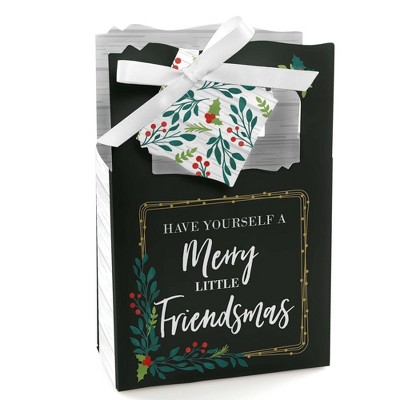 Big Dot of Happiness Rustic Merry Friendsmas - Friends Christmas Party Favor Boxes Gift Bags - Set of 12