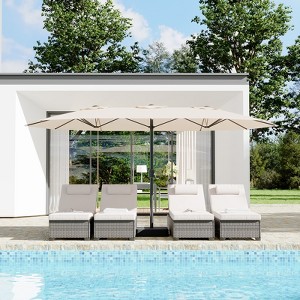 15ft Large Patio Umbrella，Rectangular Patio Umbrella with Crank Handle, UV Protection for Outdoor Market, Backyard, Pool - 1 of 4