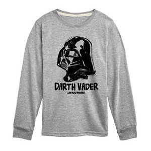 Boys' - Star Wars - Sketch Darth Vader Long Sleeve Graphic T-Shirt - 1 of 3