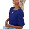 Women's Lightweight Short Sleeve Crewneck Sweaters Knit Pullover Tops with Casual Crochet Sleeve Blouse,Royal Blue - XL - 2 of 3