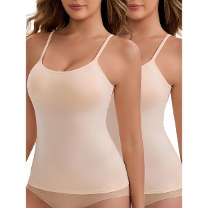 INSPIRE CHIC Women's Modal Adjustable Spaghetti Straps Padded Slimming Round Neck Casual Camisoles - 1 of 4