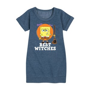 - SpongeBob SquarePants - Best Witches Graphic Short Sleeve Fleece Dress - 1 of 4