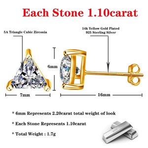 Paaaawaters Yellow Gold Plated 925 Sterling Silver Triangle Cubic Zirconia Stud Earrings for Women - 1 of 4