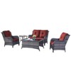 Gymojoy 5 Piece Outdoor Wicker Loveseat Sofa with Patio Chairs with Coffee Table and Side Table - 2 of 4